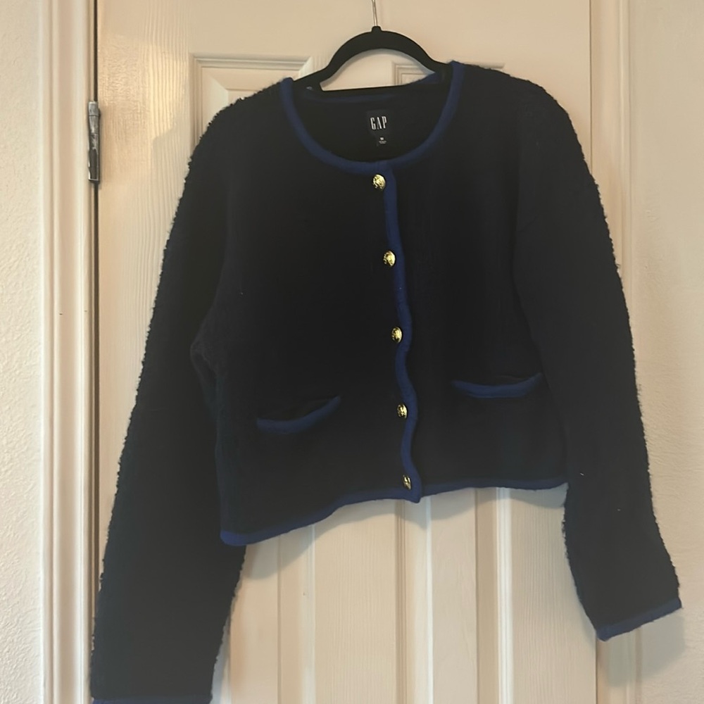 GAP navy blue cardigan with gold button detail